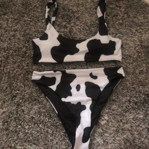 Cow Print Swim Bottoms